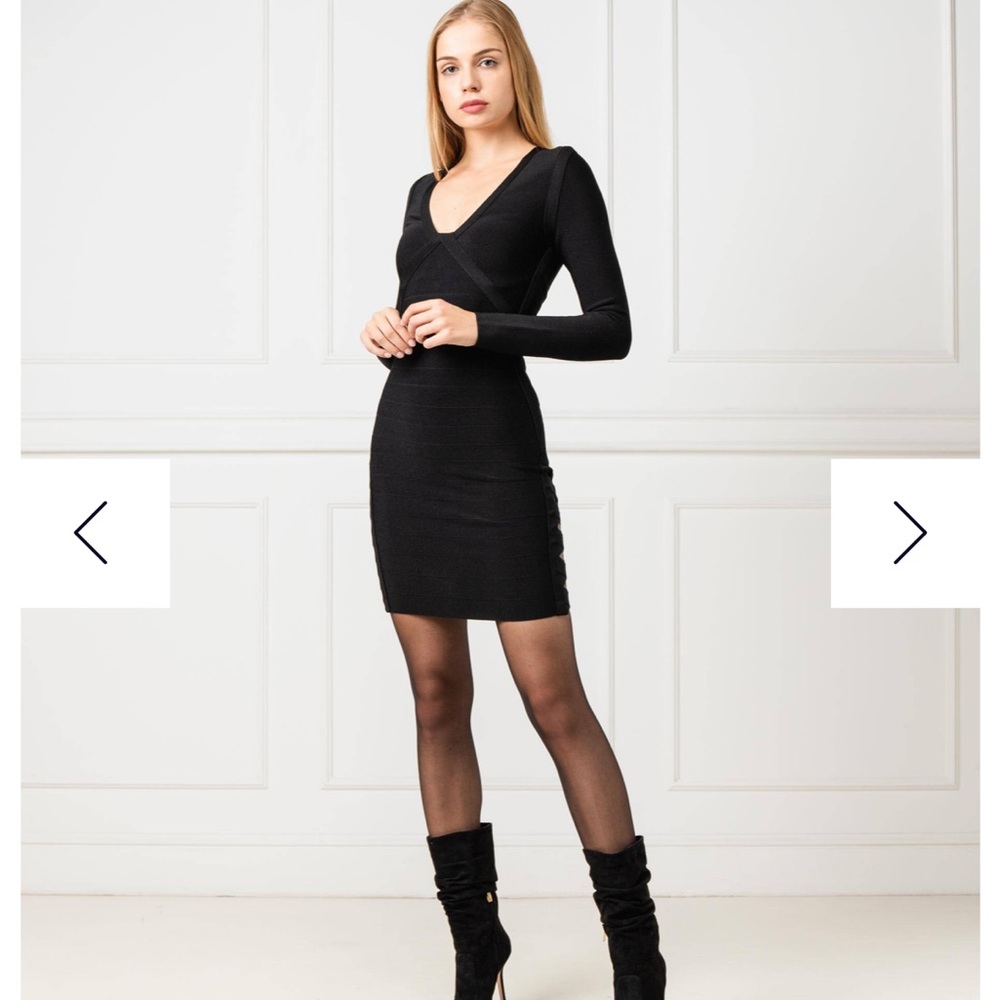 Marciano by Guess Long Sleeve Black Bodycon Bandage Slinky Dress NYE Size M